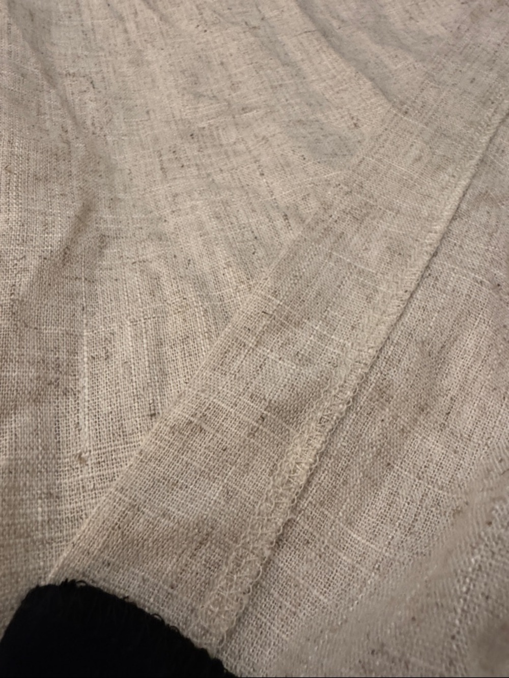 Anthropologie- Paper Heart Neutral Beige linen blend Maxi Skirt with Black Trim - Picture 6 of 11